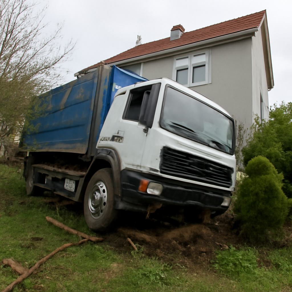 Giresun'da Kontrolden Çıkan Kamyon Ev Bahçesine Girdi